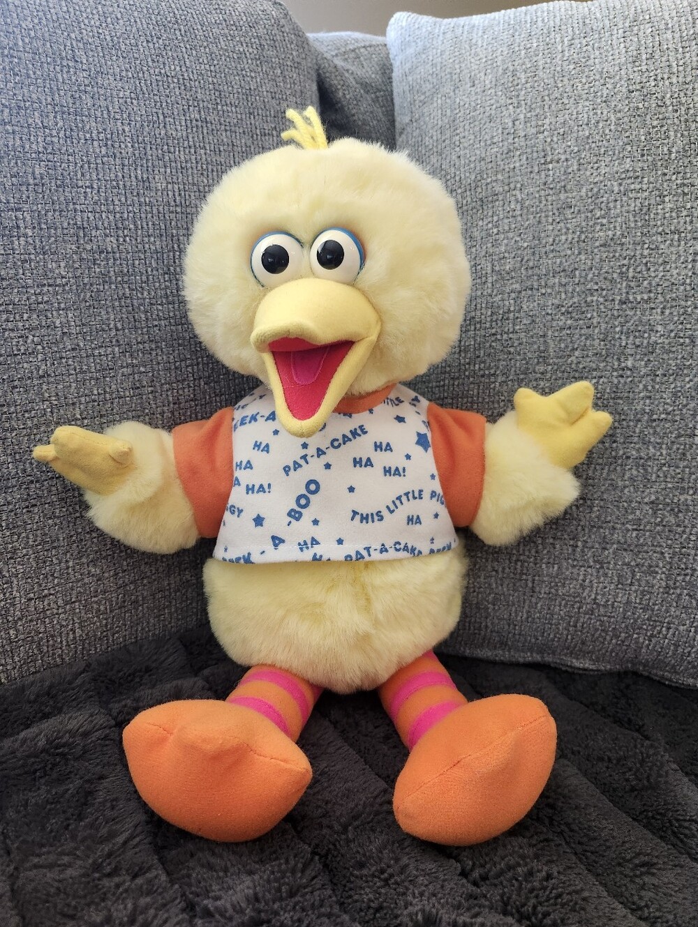 VINTAGE 1996 TYCO Sesame Street Big Bird Pat-a-Cake Talking Plush Toy - Works!